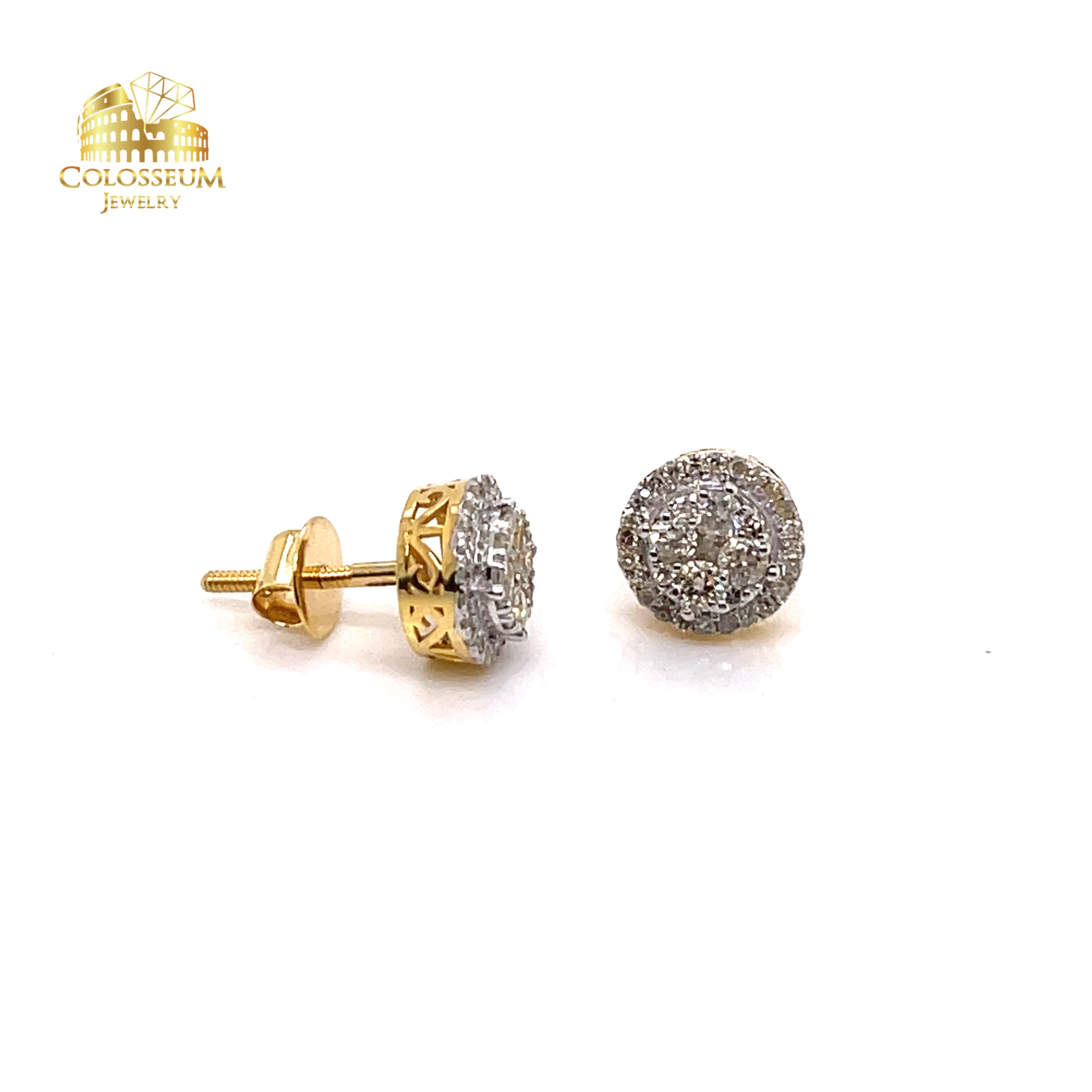Round Shaped Diamond Earrings 0.70ct - 10K Yellow Gold