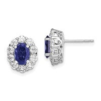 14kw Created Oval Blue Sapphire & Lab Grown Fashion Earrings