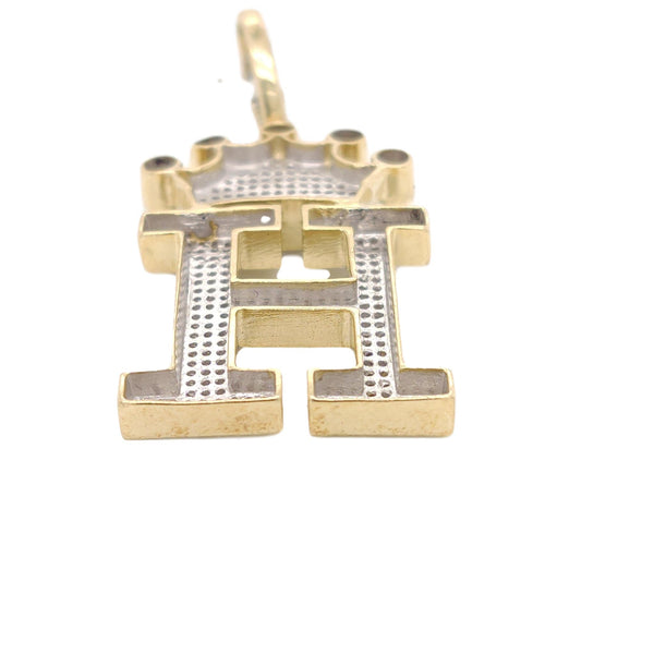 10K Yellow Gold Diamond H Letter Charm