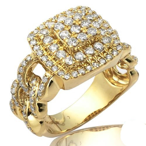 14KY 2.00CTW DIAMOND 3-TIERED SQUARE CLUSTER MENS