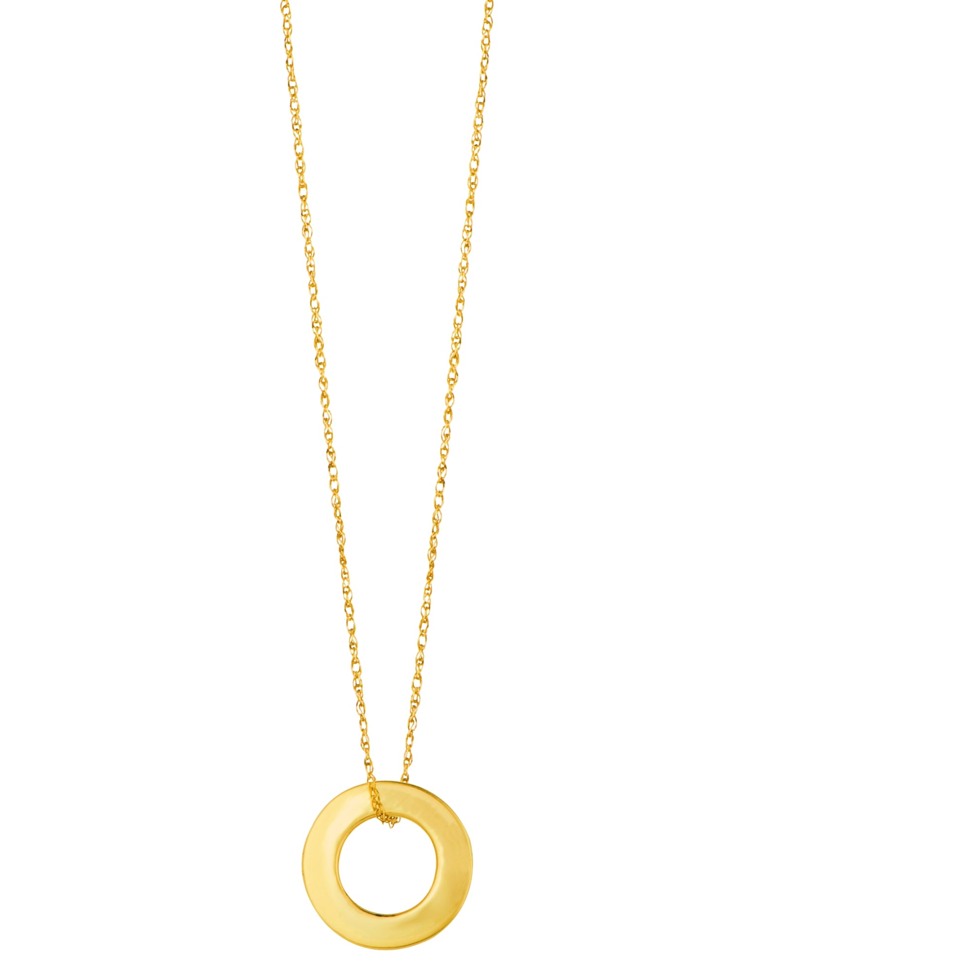 14K Gold Polished Mini Open Circle Necklace