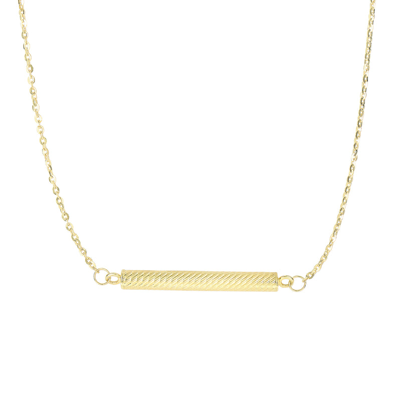14K Gold  Diamond Cut Bar Necklace