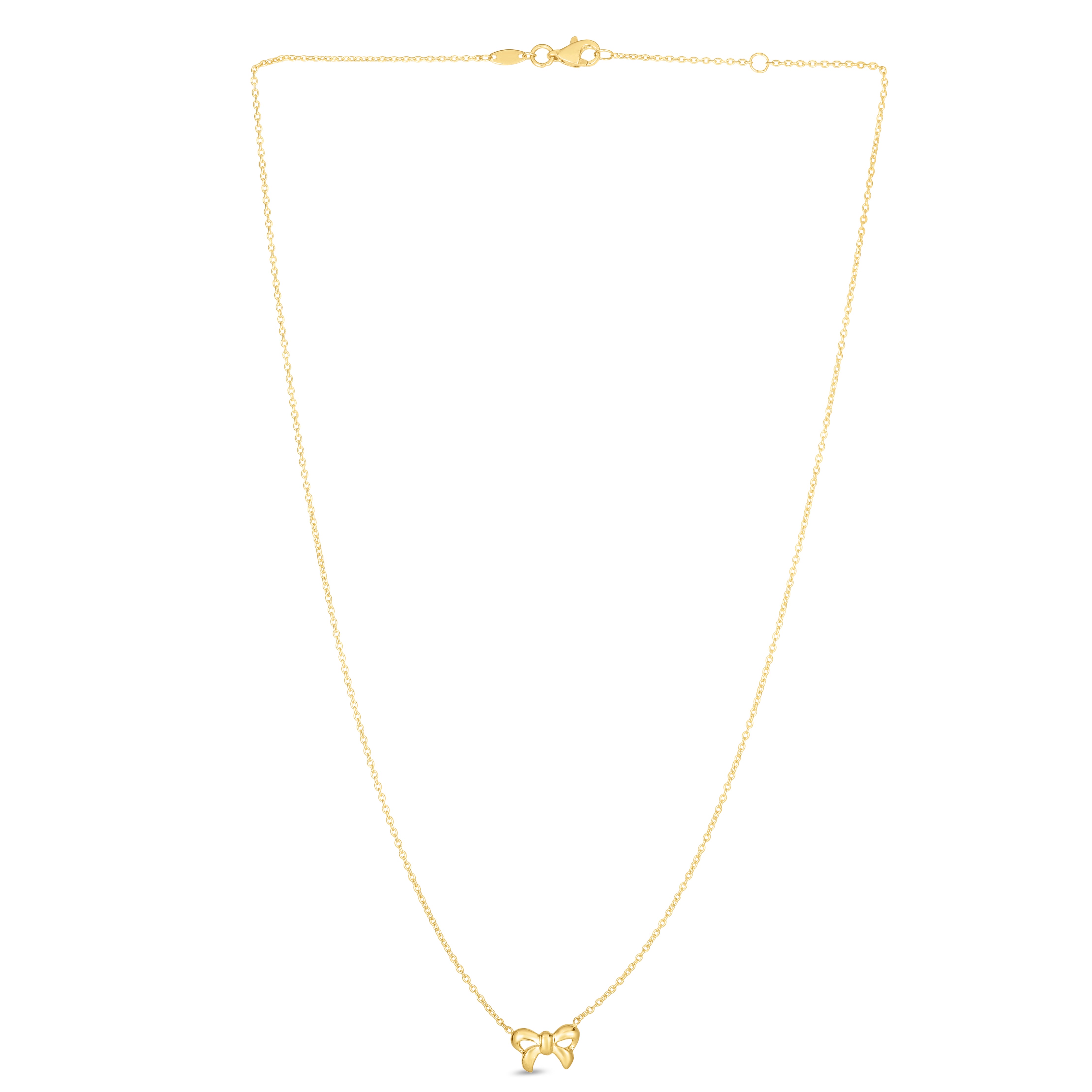 14K Gold Polished Bow Necklace