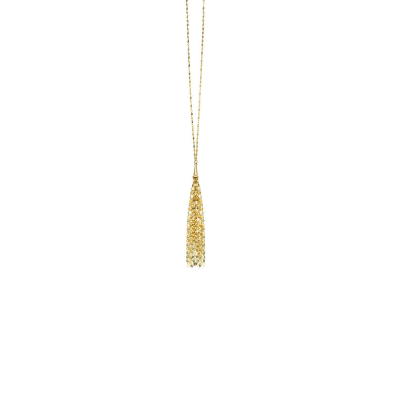 14K Gold Cable Chain Tassel Necklace