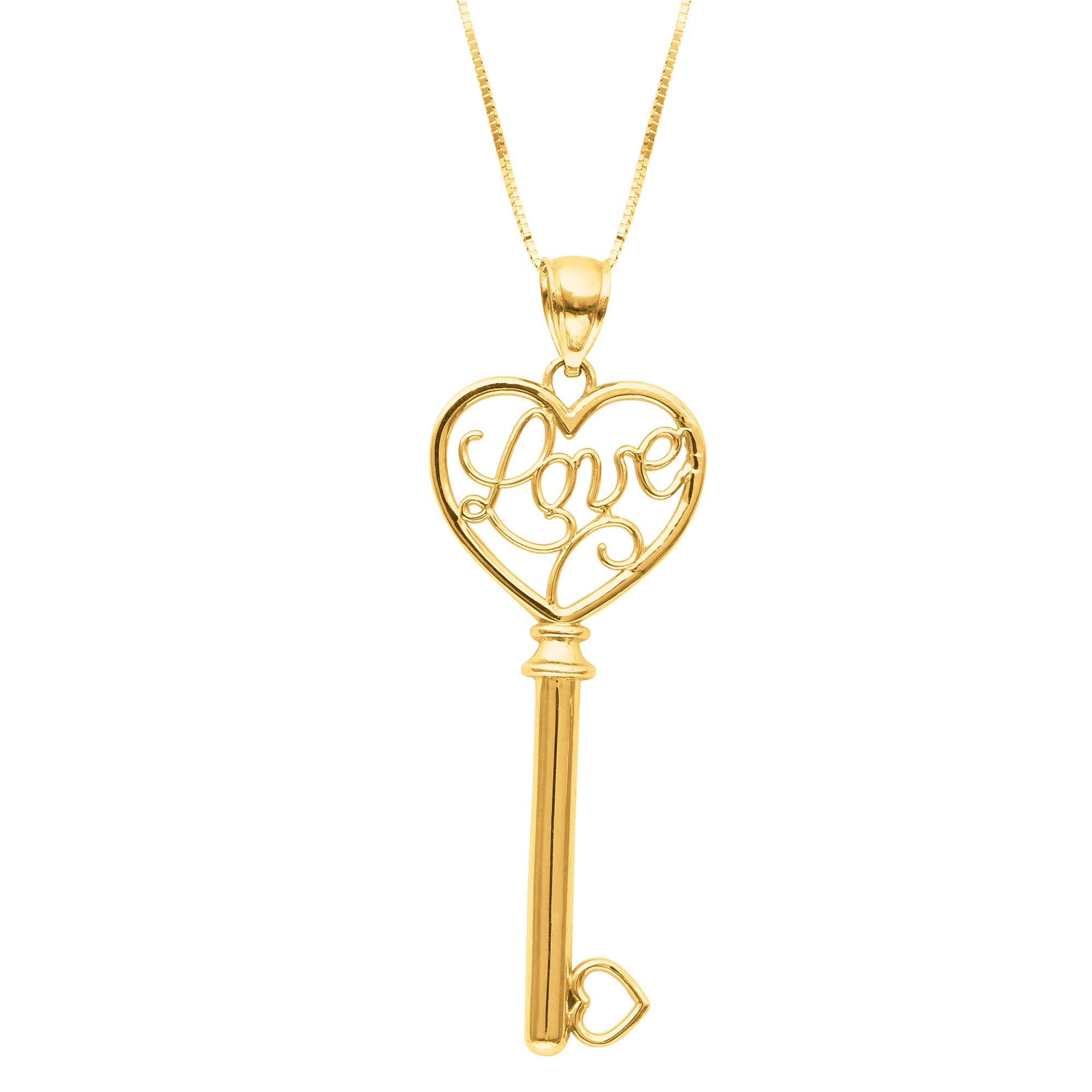 14K Gold Polished Love Key Necklace