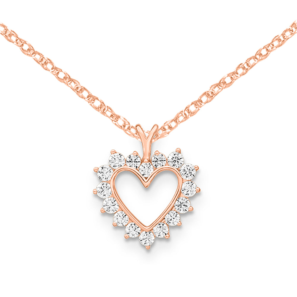 10k Rose Gold Lab Grown Diamond SI1/SI2, G H I, Heart Pendant Necklace