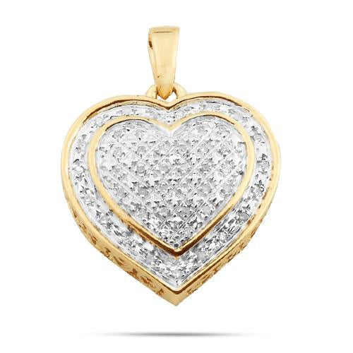 10KY 0.10CTW DIAMOND 3-D HEART SHAPED PENDANT