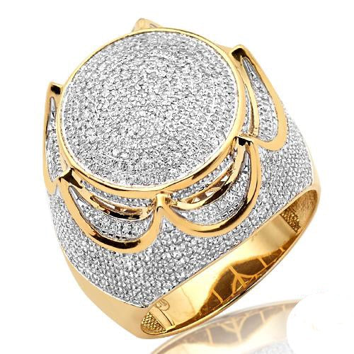10KY 2.65CTW DIAMOND MENS ROUND DOME SHAPED RING -
