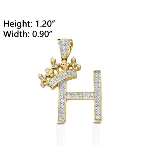 10KY 0.35CTW DIAMOND INITIAL WITH CROWN PENDANT -