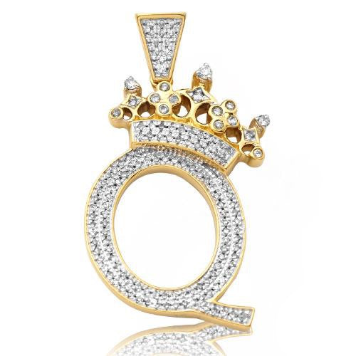 10KY 0.40CTW DIAMOND INITIAL WITH CROWN PENDANT -