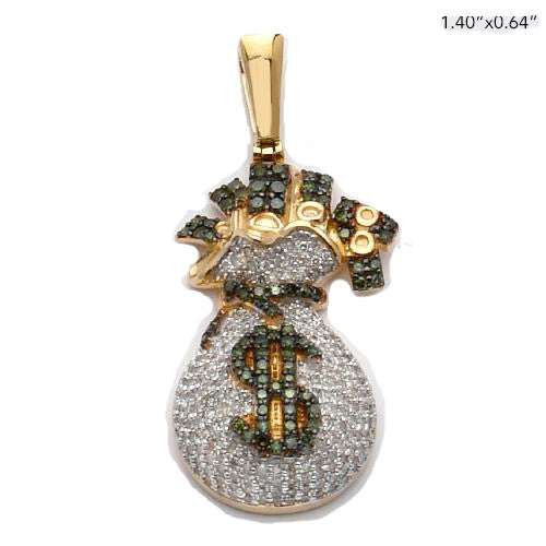 10KY 1.10CTW GREEN AND WHITE DIAMOND MONEYBAG