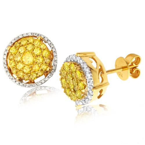 10KY 1.50CTW YELLOW AND WHITE DIAMOND ROUND CLUSTER