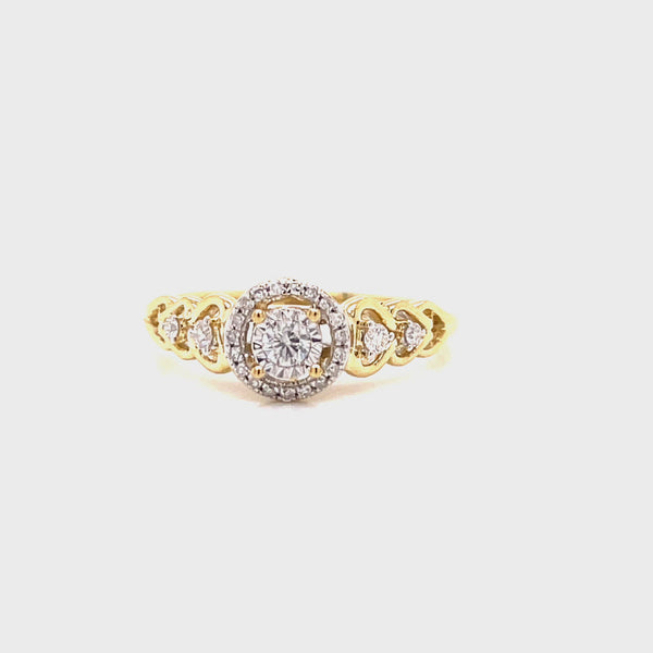 0.2 ct Round Shape Yellow Gold - Diamond Engagement Ring