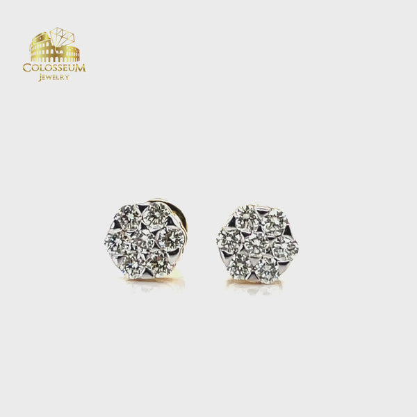 10K  Diamond Flower Cluster Earrings 1.00ctw - with Certificate