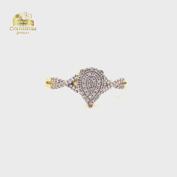 0.15 ct Pear Shape Yellow Gold - Diamond Engagement Ring