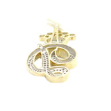 10K Yellow Gold Diamond D Letter Charm with Crown Small Size