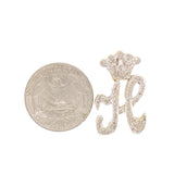 10K Yellow Gold Diamond H Letter Charm with Crown Small Size