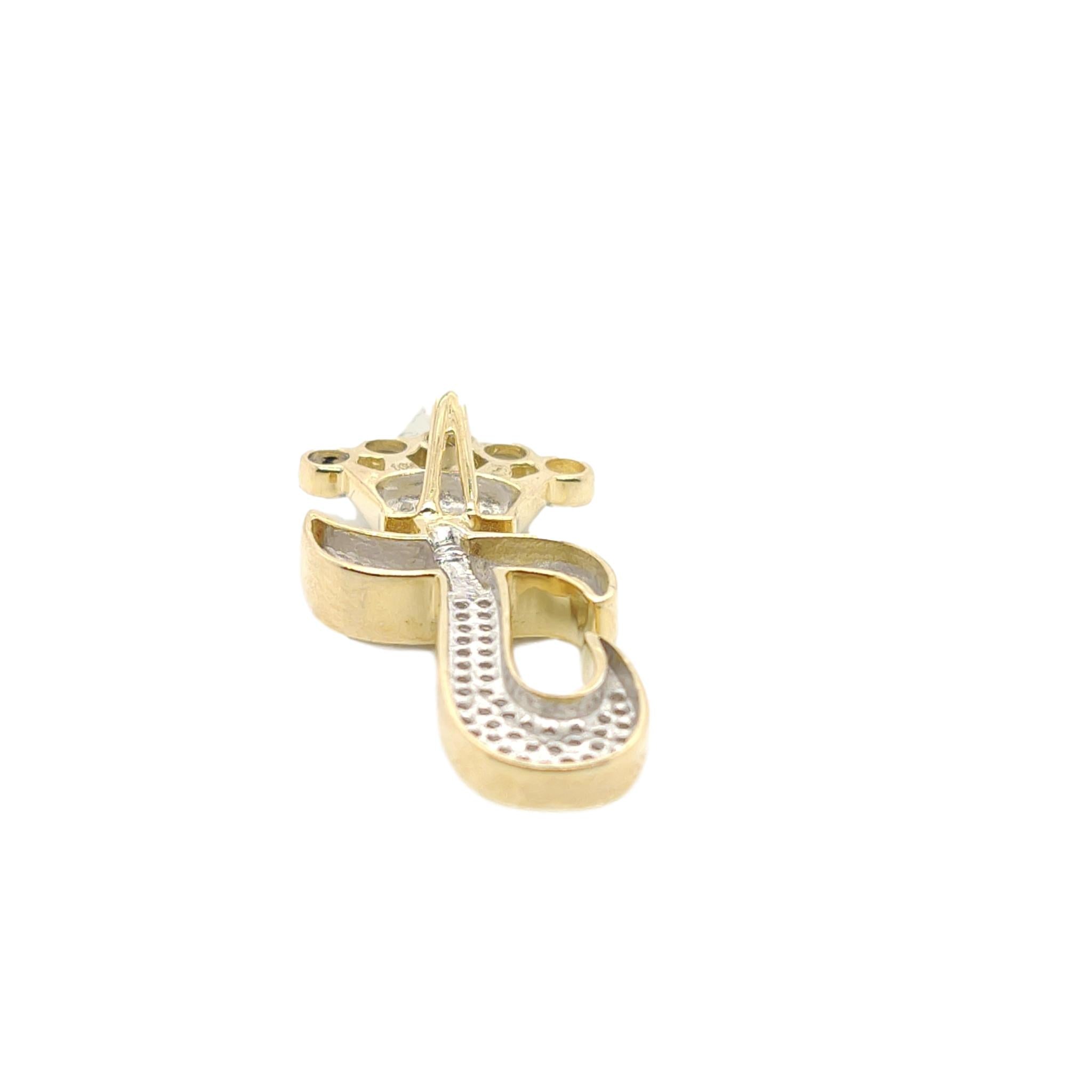 10K Yellow Gold Diamond J Letter Charm with Crown Small Size